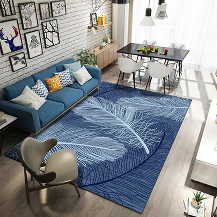 Scandinavian feather pattern rug multi-colored polyester rug washable pet-friendly non-slip rug for the living room | Bowlift