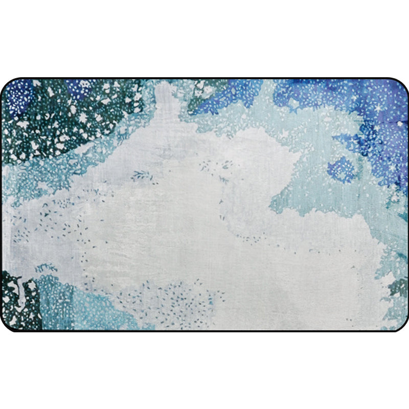 BowLift | Simple Abstract Rug Blue and Green Polyester Rug Washable Pet-Friendly Non-Slip Area Rug for Living Room