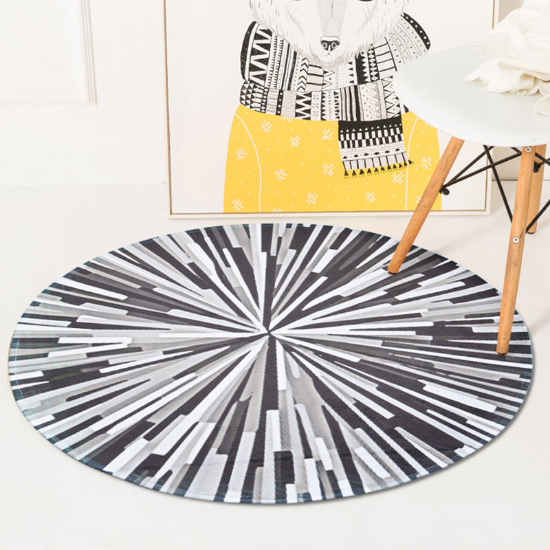 Casual radial geometry patterned rug gray and blue novelty rug polyester washable pet-friendly non-slip rug for the living room | Bowlift