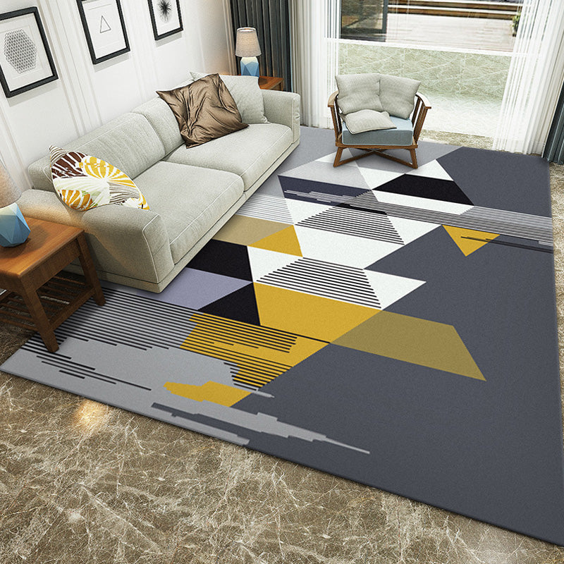 Funky Multicolored Modern Rug Polyester Color Block Geometric Pattern Rug Washable Pet-Friendly Non-Slip Rug for the Living Room | Bowlift
