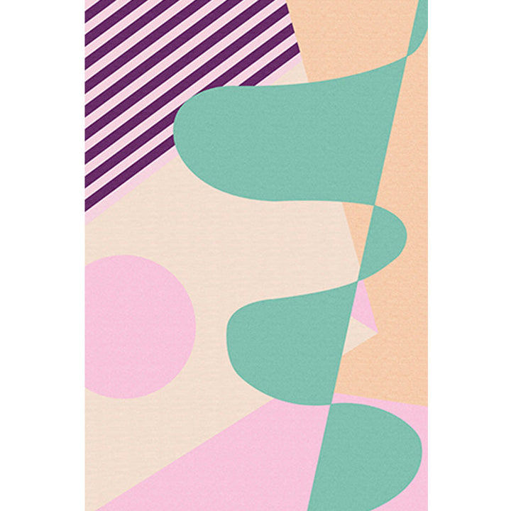Multicolor Abstract Stripe Pattern Rug Polyester Modern Rug Washable Non-Slip Pet-Friendly Rug for the Living Room | Bowlift