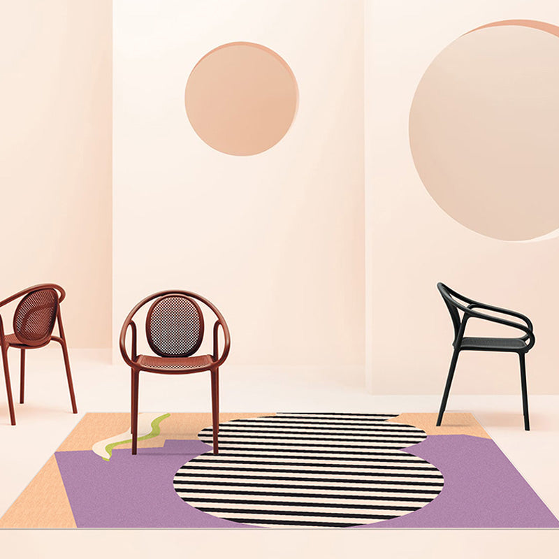 Multicolor Abstract Stripe Pattern Rug Polyester Modern Rug Washable Non-Slip Pet-Friendly Rug for the Living Room | Bowlift