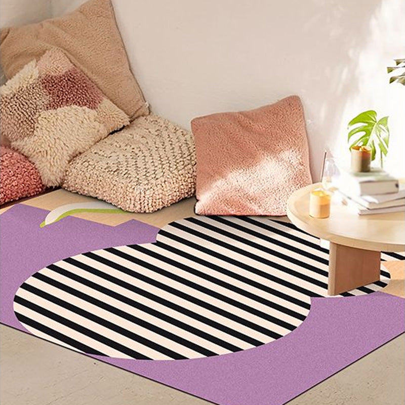 Multicolor Abstract Stripe Pattern Rug Polyester Modern Rug Washable Non-Slip Pet-Friendly Rug for the Living Room | Bowlift