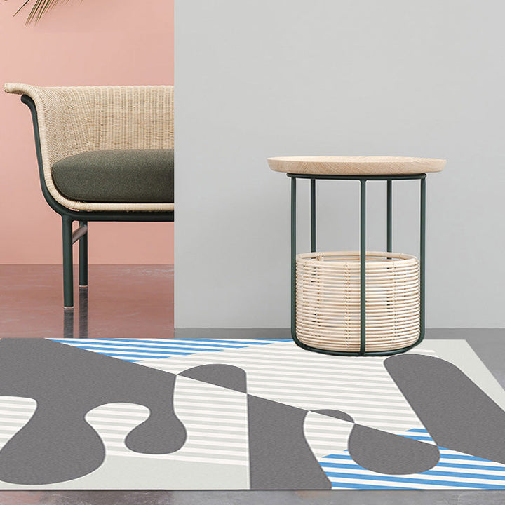 Multicolor Abstract Stripe Pattern Rug Polyester Modern Rug Washable Non-Slip Pet-Friendly Rug for the Living Room | Bowlift