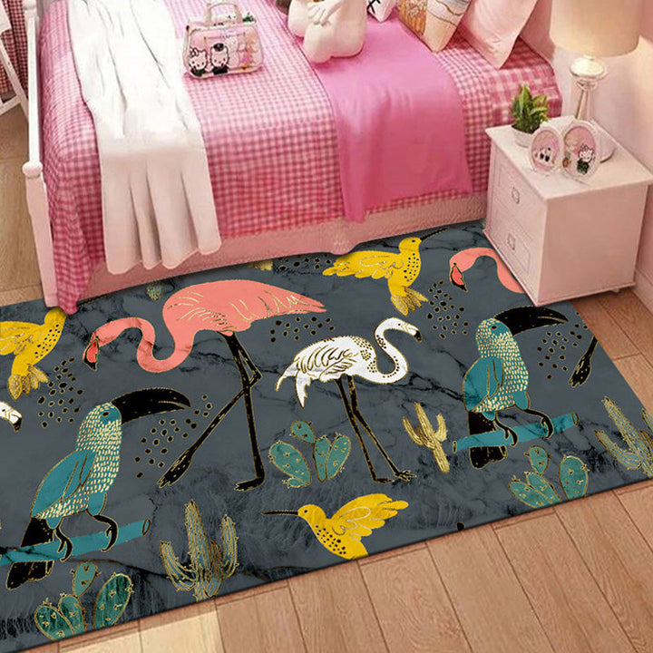 BowLift | Stylish Multicolor Children's Mat Polyester Animal and Stripe Pattern Mat Washable Pet Friendly Nonslip Carpet for Children's Room