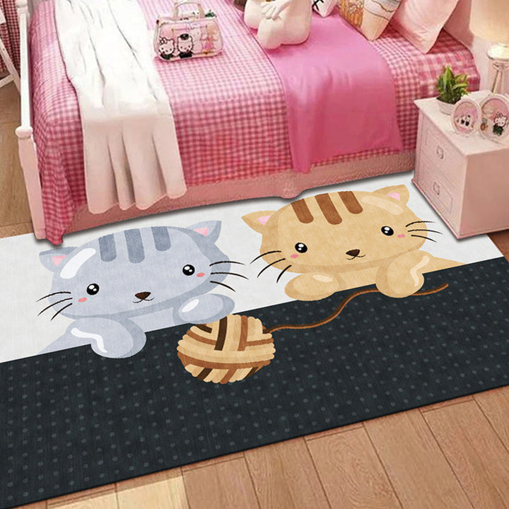 BowLift | Stylish Multicolor Children's Mat Polyester Animal and Stripe Pattern Mat Washable Pet Friendly Nonslip Carpet for Children's Room