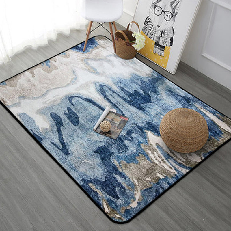 BowLift | Creative abstract rug Blue Shabby Chic rug Polyester machine washable non-slip backing rug for the living room