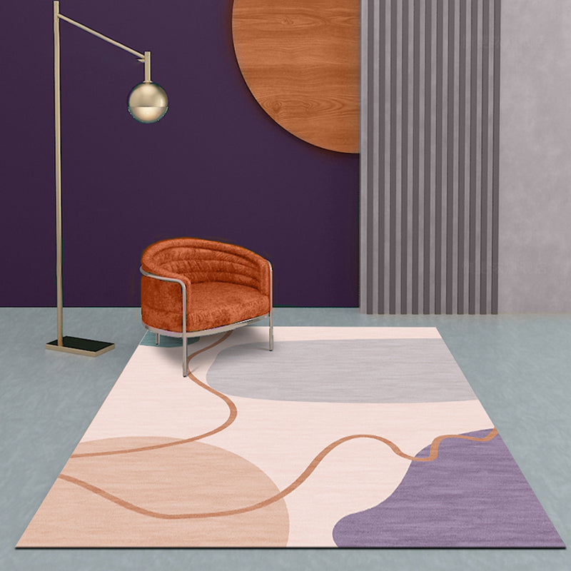 BowLift | Modernist Color Block Carpet Pink Polyester Carpet Non-Slip Back Washable Pet Friendly Area Rug for Home