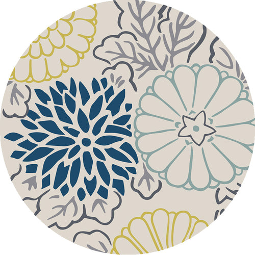 Moroccan floral pattern rug Blue and Gray polyester rug washable pet-friendly non-slip rug for the living room | Bowlift