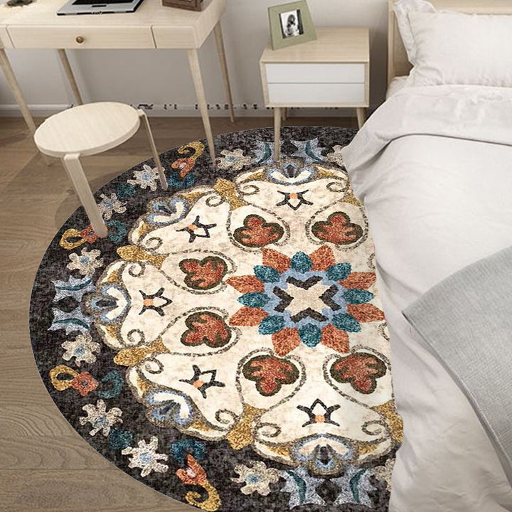 Bohemian Floral Pattern Rug Multicolored Polyester Rug Machine Washable Non-Slip Backing Rug for Living Room | Bowlift