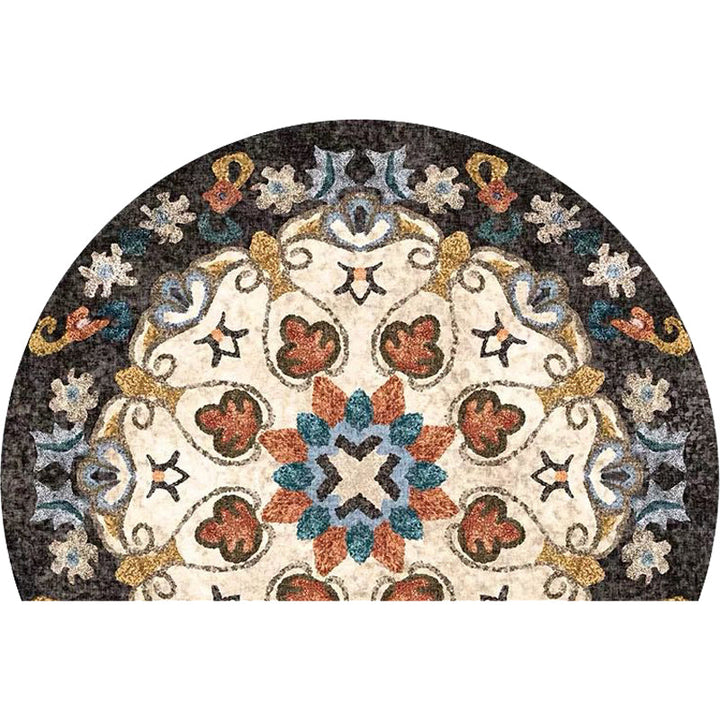 Bohemian Floral Pattern Rug Multicolored Polyester Rug Machine Washable Non-Slip Backing Rug for Living Room | Bowlift