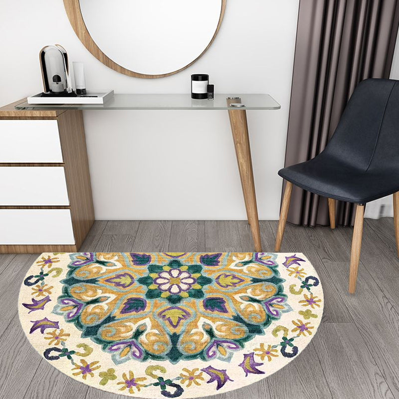 Bohemian Floral Pattern Rug Multicolored Polyester Rug Machine Washable Non-Slip Backing Rug for Living Room | Bowlift