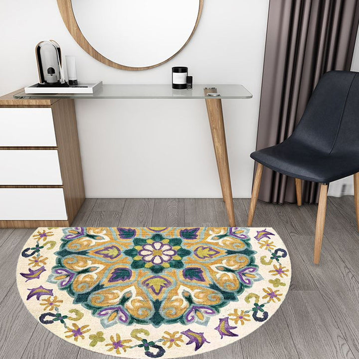 Bohemian Floral Pattern Rug Multicolored Polyester Rug Machine Washable Non-Slip Backing Rug for Living Room | Bowlift