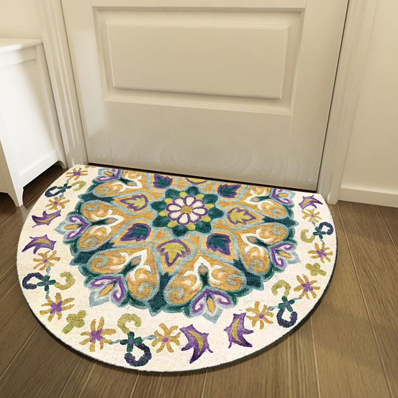 Bohemian Floral Pattern Rug Multicolored Polyester Rug Machine Washable Non-Slip Backing Rug for Living Room | Bowlift