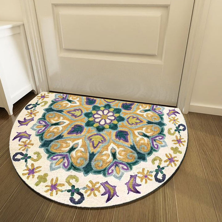 Bohemian Floral Pattern Rug Multicolored Polyester Rug Machine Washable Non-Slip Backing Rug for Living Room | Bowlift