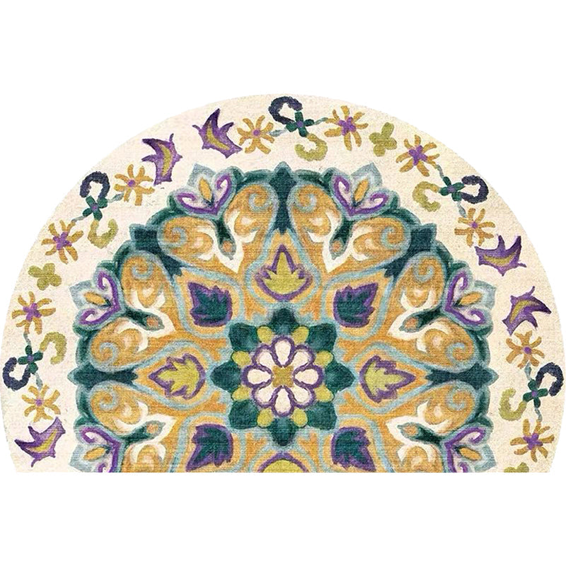 Bohemian Floral Pattern Rug Multicolored Polyester Rug Machine Washable Non-Slip Backing Rug for Living Room | Bowlift