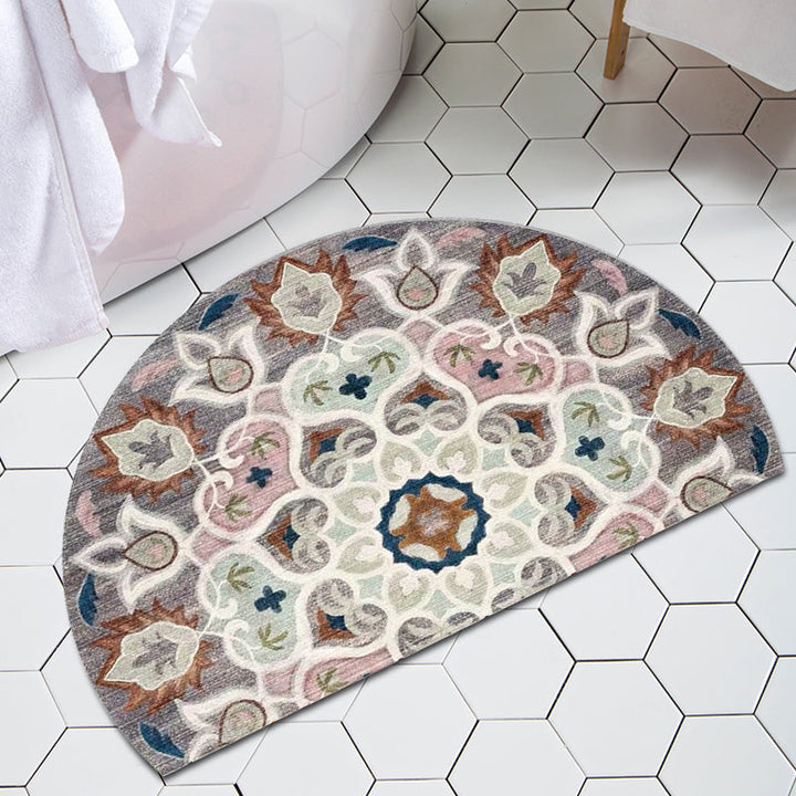 Bohemian Floral Pattern Rug Multicolored Polyester Rug Machine Washable Non-Slip Backing Rug for Living Room | Bowlift