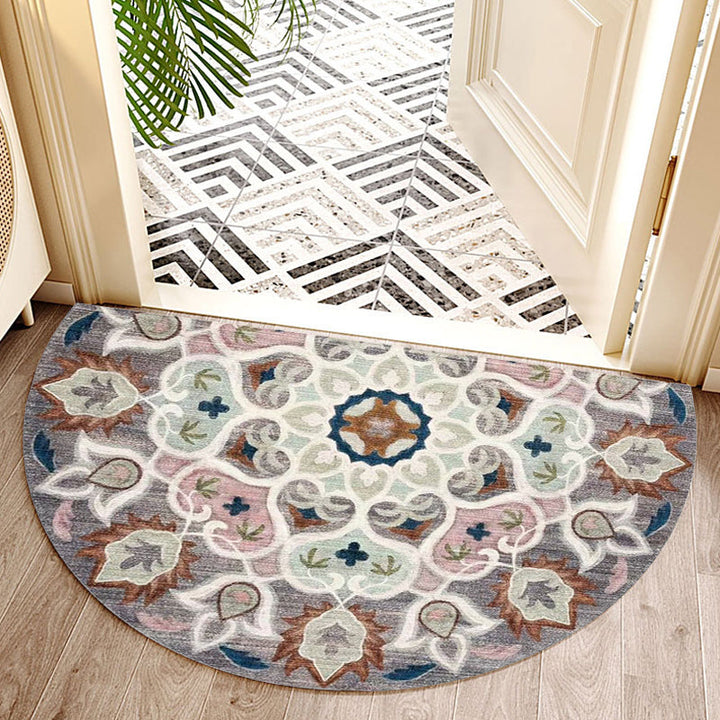 Bohemian Floral Pattern Rug Multicolored Polyester Rug Machine Washable Non-Slip Backing Rug for Living Room | Bowlift