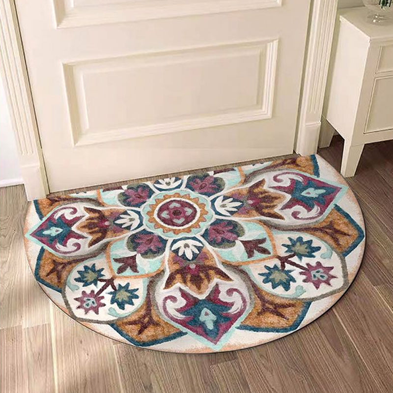 Bohemian Floral Pattern Rug Multicolored Polyester Rug Machine Washable Non-Slip Backing Rug for Living Room | Bowlift