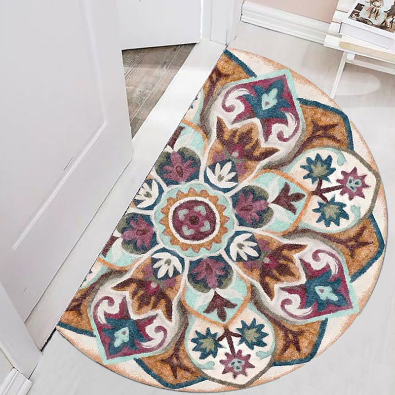 BowLift | Bohemian Floral Pattern Rug Multicolor Polyester Rug Machine Washable Non-Slip Back Rug for Living Room