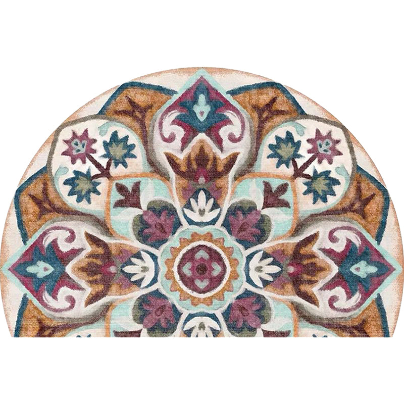 Bohemian Floral Pattern Rug Multicolored Polyester Rug Machine Washable Non-Slip Backing Rug for Living Room | Bowlift