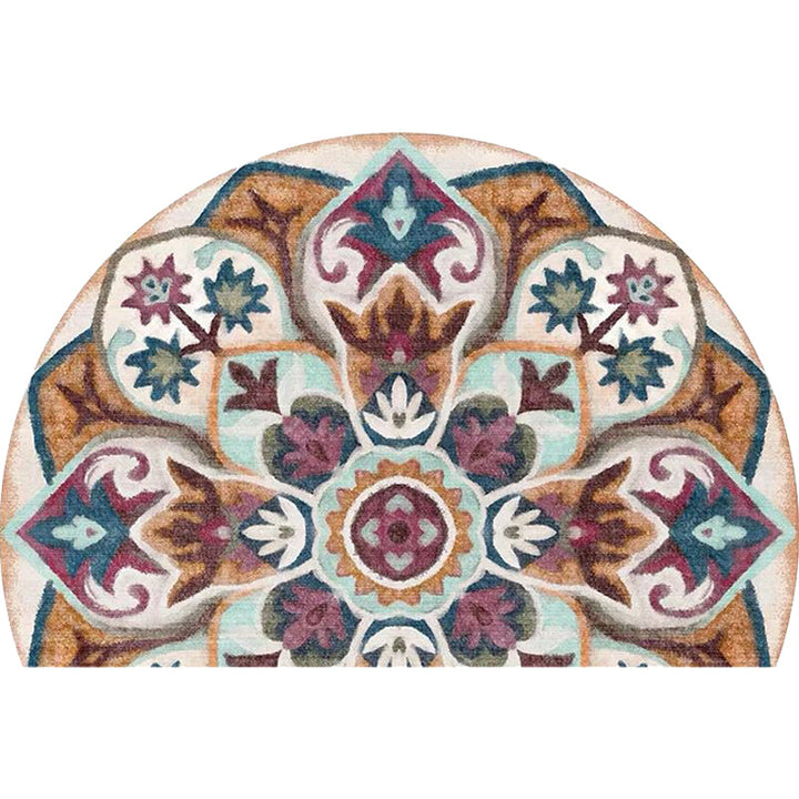 Bohemian Floral Pattern Rug Multicolored Polyester Rug Machine Washable Non-Slip Backing Rug for Living Room | Bowlift