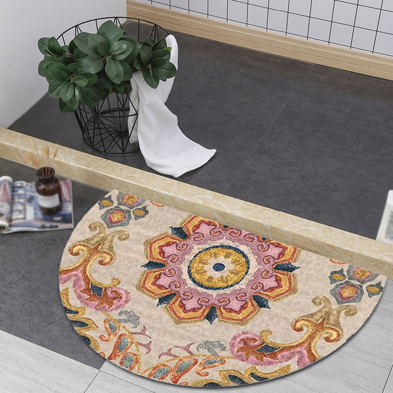 Bohemian Floral Pattern Rug Multicolored Polyester Rug Machine Washable Non-Slip Backing Rug for Living Room | Bowlift