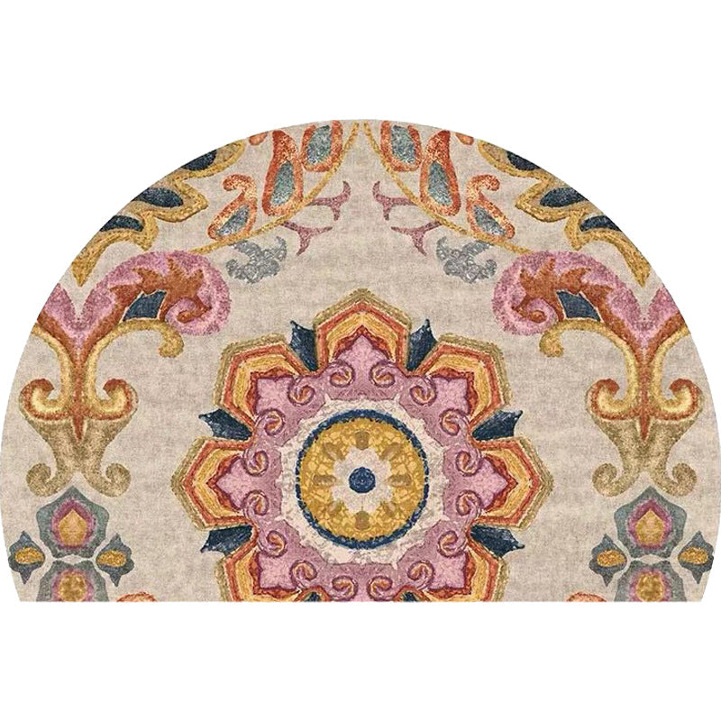 Bohemian Floral Pattern Rug Multicolored Polyester Rug Machine Washable Non-Slip Backing Rug for Living Room | Bowlift