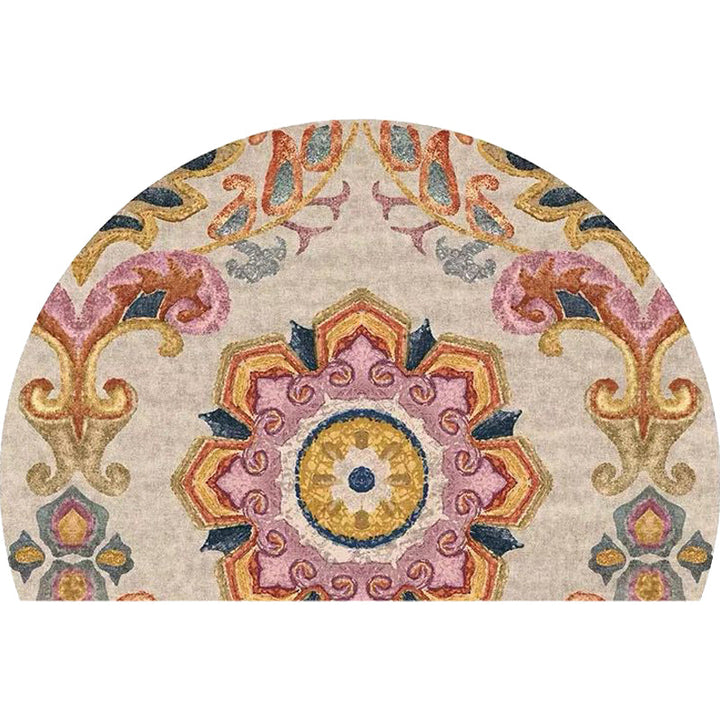 Bohemian Floral Pattern Rug Multicolored Polyester Rug Machine Washable Non-Slip Backing Rug for Living Room | Bowlift