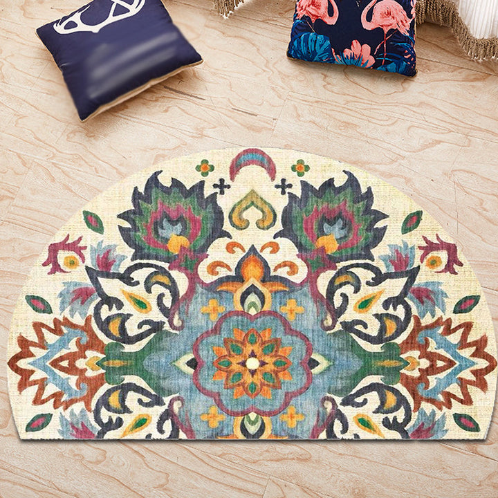 Bohemian Floral Pattern Rug Multicolored Polyester Rug Machine Washable Non-Slip Backing Rug for Living Room | Bowlift
