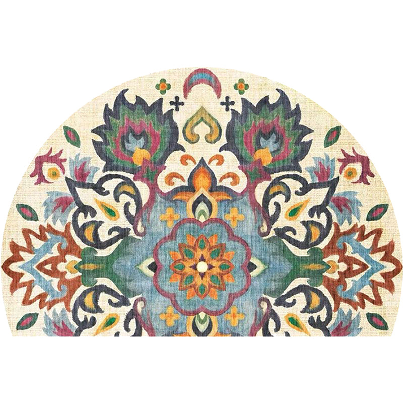 Bohemian Floral Pattern Rug Multicolored Polyester Rug Machine Washable Non-Slip Backing Rug for Living Room | Bowlift