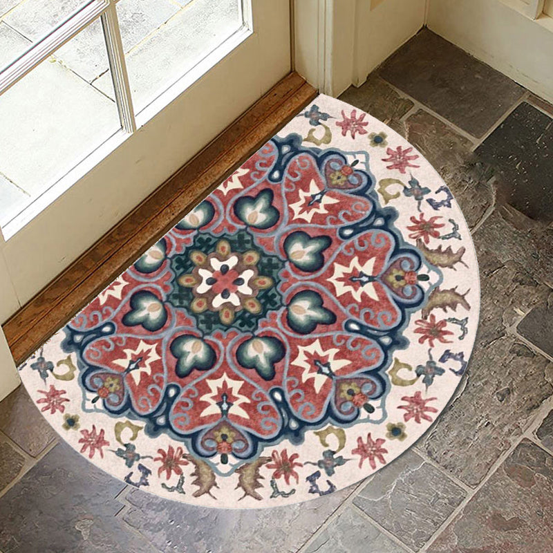 Bohemian Floral Pattern Rug Multicolored Polyester Rug Machine Washable Non-Slip Backing Rug for Living Room | Bowlift