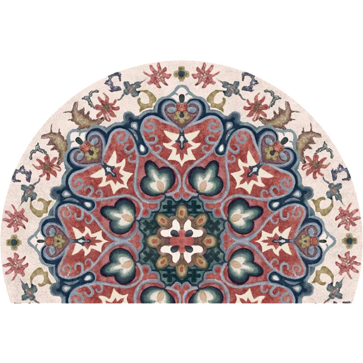 Bohemian Floral Pattern Rug Multicolored Polyester Rug Machine Washable Non-Slip Backing Rug for Living Room | Bowlift