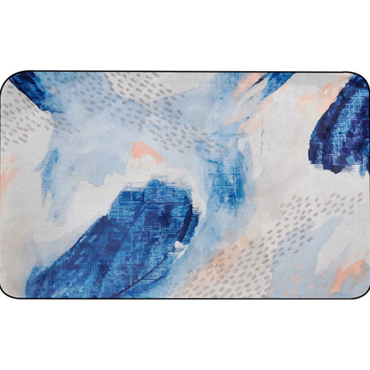 Unique Brush Stroke Pattern Carpet Blue Contemporary Carpet Polyester Pet Friendly Non-Slip Back Washable Carpet for the Living Room | Bowlift