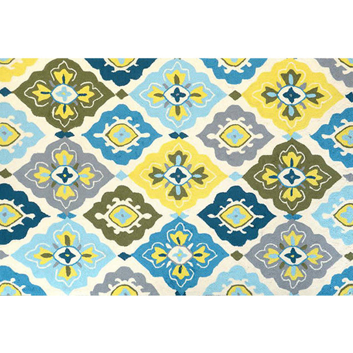 Retro Azulejo Pattern Carpet Multicolored Polyester Carpet Washable Pet-friendly Non-slip Carpet for the Living Room | Bowlift