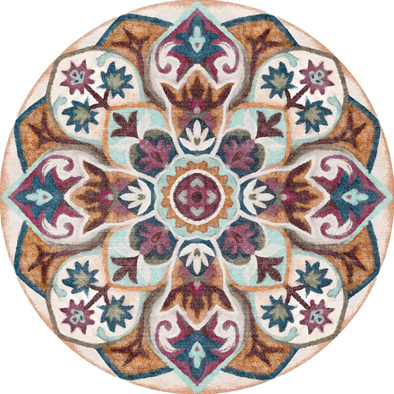 Stylish tribal floral pattern rug Multicolored Moroccan rug Polyester Pet-friendly non-slip backing Washable rug for the living room | Bowlift