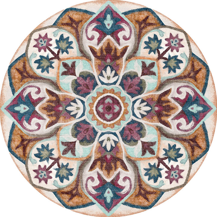Stylish tribal floral pattern rug Multicolored Moroccan rug Polyester Pet-friendly non-slip backing Washable rug for the living room | Bowlift