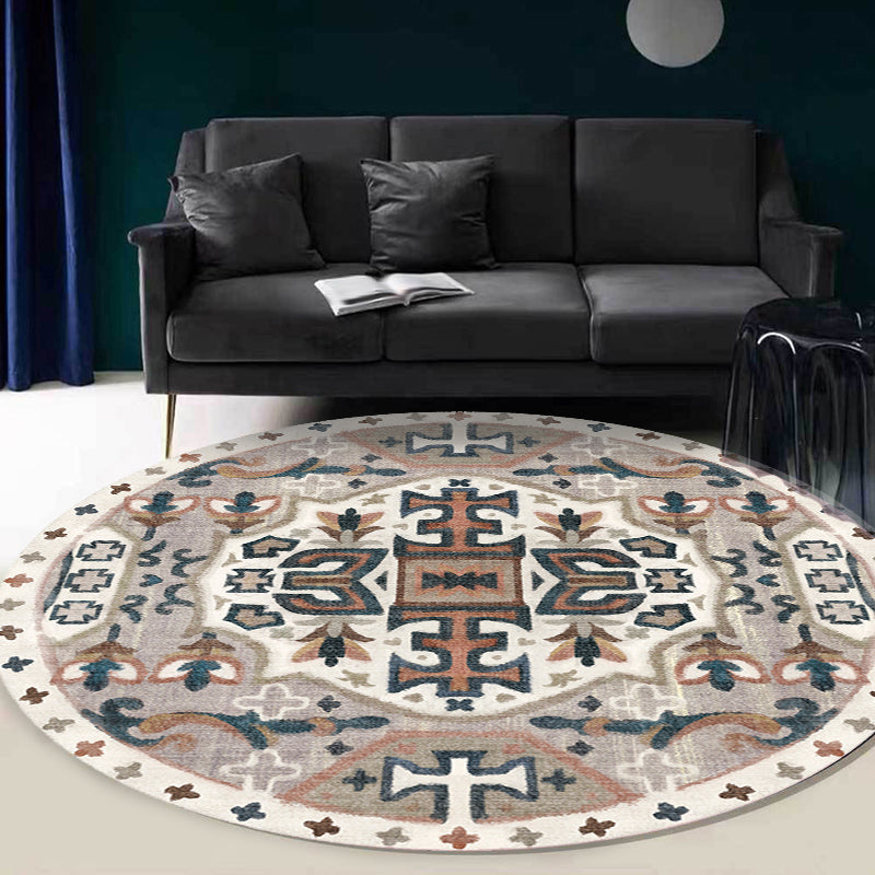 BowLift | Stylish Tribal Flower Pattern Rug Multicolored Moroccan Rug Polyester Pet Friendly Non-Slip Back Washable Rug for the Living Room