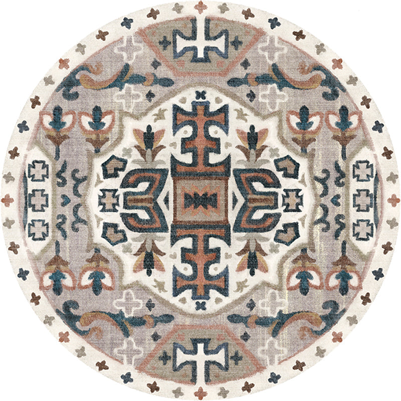BowLift | Stylish Tribal Flower Pattern Rug Multicolored Moroccan Rug Polyester Pet Friendly Non-Slip Back Washable Rug for the Living Room