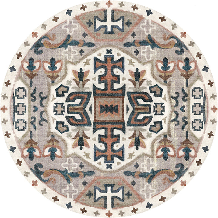 Stylish tribal floral pattern rug Multicolored Moroccan rug Polyester Pet-friendly non-slip backing Washable rug for the living room | Bowlift