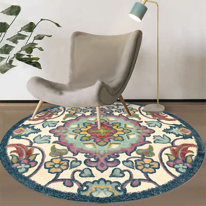 BowLift | Stylish Tribal Flower Pattern Rug Multicolored Moroccan Rug Polyester Pet Friendly Non-Slip Back Washable Rug for the Living Room