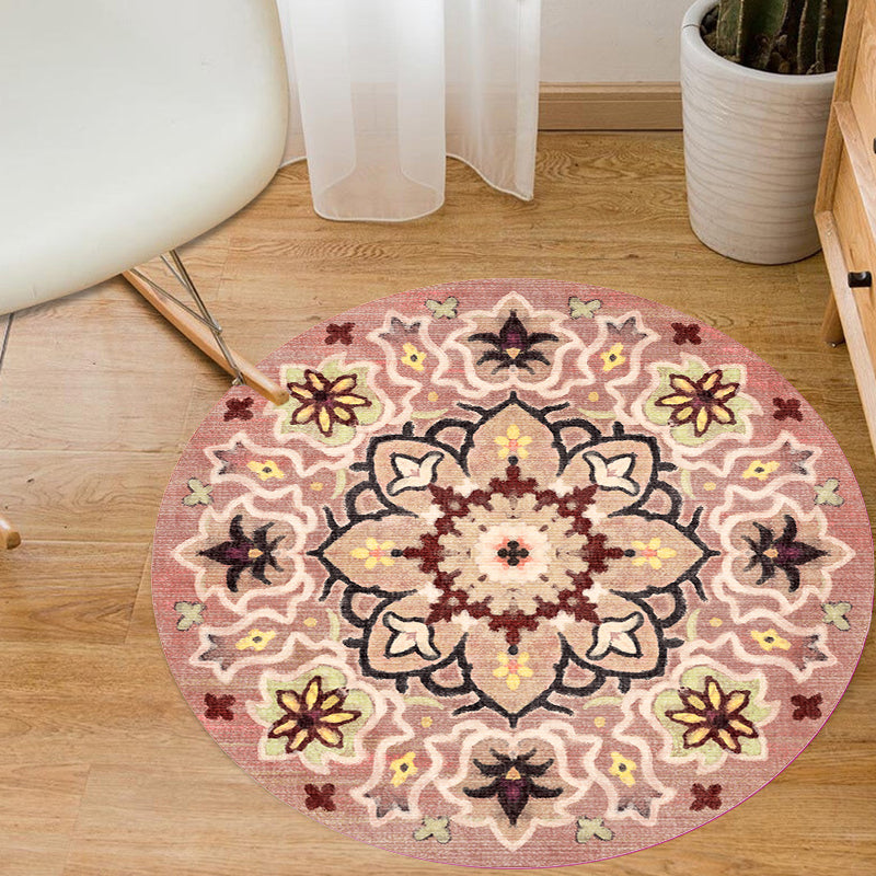 BowLift | Stylish Tribal Flower Pattern Rug Multicolored Moroccan Rug Polyester Pet Friendly Non-Slip Back Washable Rug for the Living Room