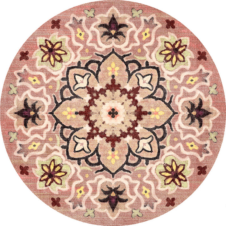 Stylish tribal floral pattern rug Multicolored Moroccan rug Polyester Pet-friendly non-slip backing Washable rug for the living room | Bowlift