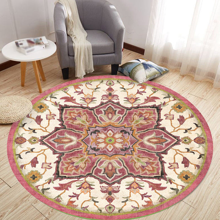 Stylish tribal floral pattern rug Multicolored Moroccan rug Polyester Pet-friendly non-slip backing Washable rug for the living room | Bowlift