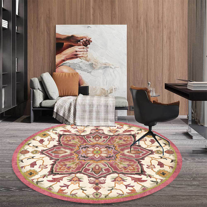 BowLift | Stylish Tribal Flower Pattern Rug Multicolored Moroccan Rug Polyester Pet Friendly Non-Slip Back Washable Rug for the Living Room
