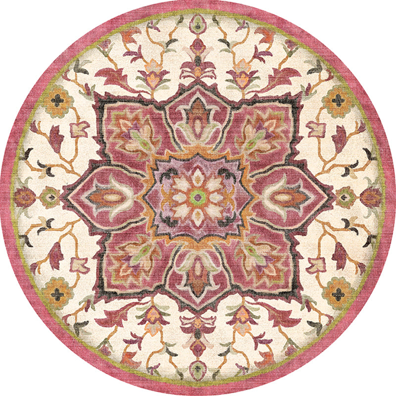 BowLift | Stylish Tribal Flower Pattern Rug Multicolored Moroccan Rug Polyester Pet Friendly Non-Slip Back Washable Rug for the Living Room
