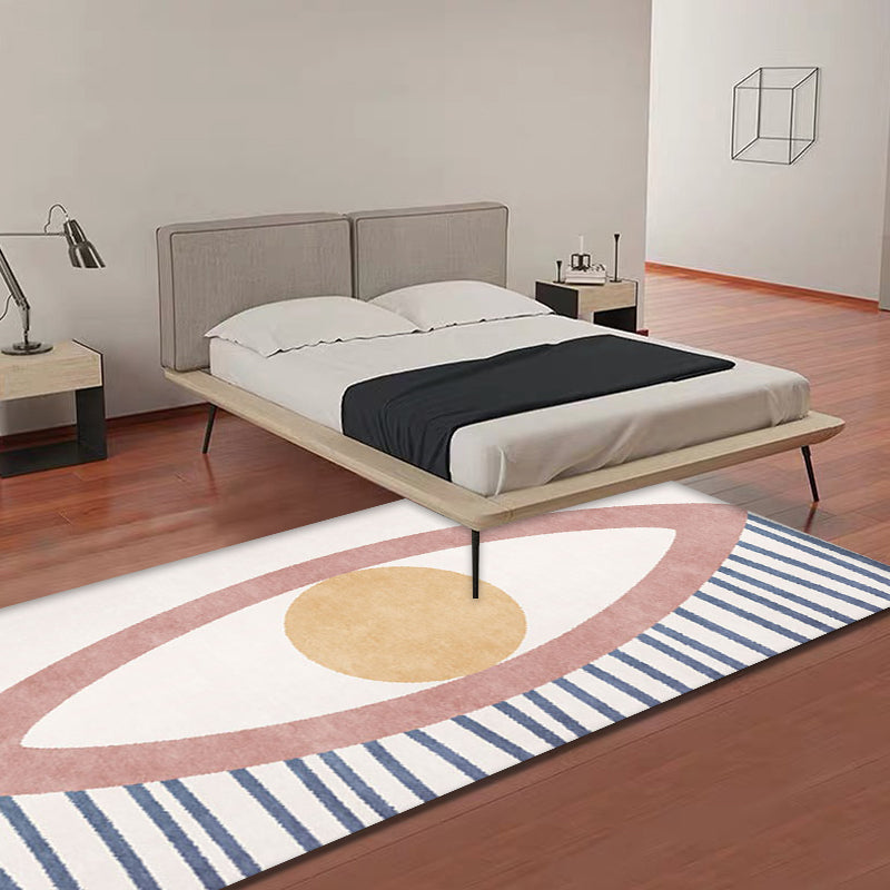 BowLift | Novelty Eye Pattern Rug Pink Polyester Rug Non-Slip Back Washable Pet-Friendly Rug for Home