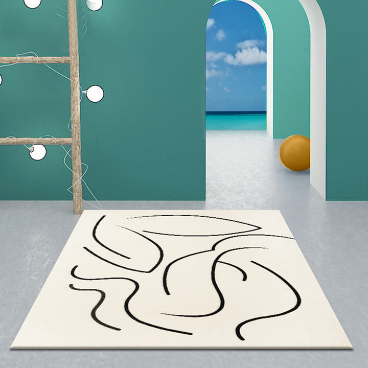 BowLift | Casual Beige Modernist Carpet Polyester Abstract Carpet Washable Pet-Friendly Non-Slip Carpet for the Living Room