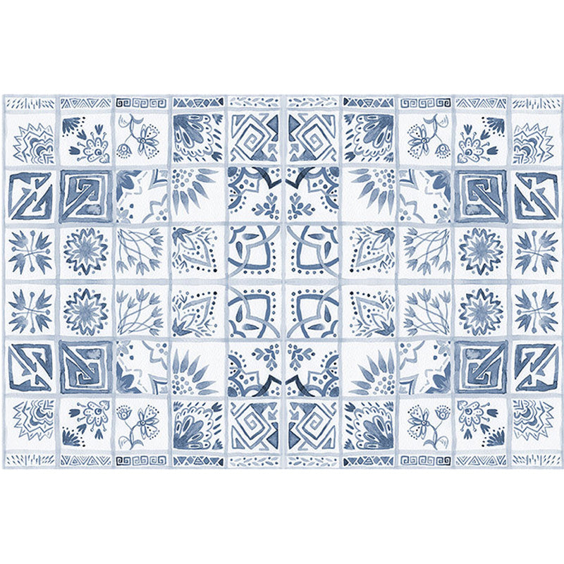 BowLift | Moroccan Azulejo Pattern Carpet Multicolor Polyester Carpet Washable Pet Friendly Non-Slip Area Rug for Living Room