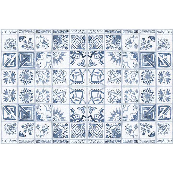 BowLift | Moroccan Azulejo Pattern Carpet Multicolor Polyester Carpet Washable Pet Friendly Non-Slip Area Rug for Living Room